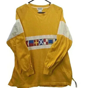 Vintage Davisons Of Bermuda Maritime Nautical Yellow Sweatshirt Pullover XL
